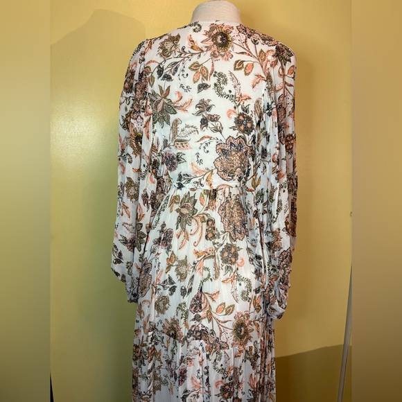 Anthropologie Cream Maxi Dress with Brown Floral Print - Picture 7 of 14
